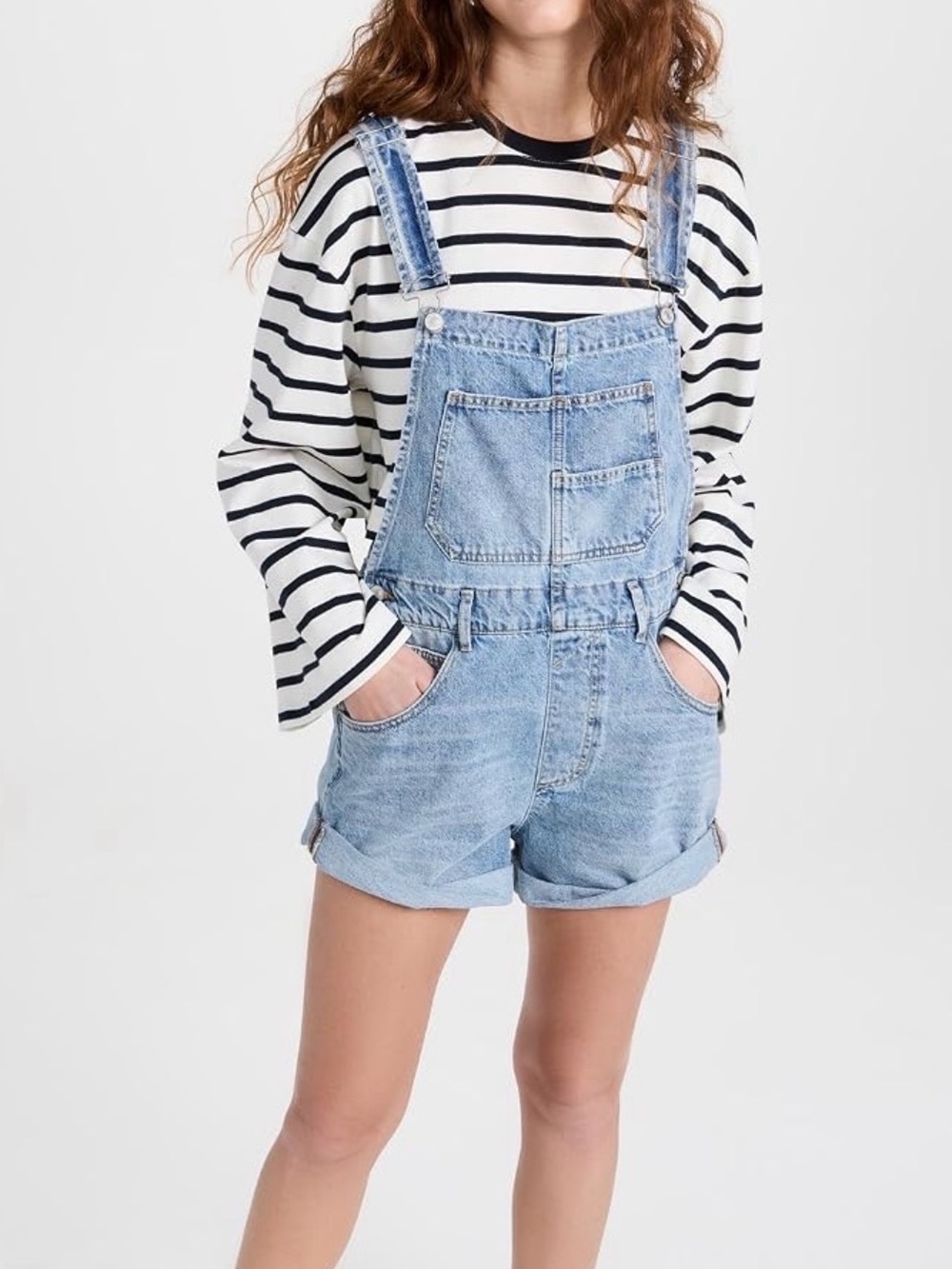 Free People Ziggy shorts overalls Light Blue Denim